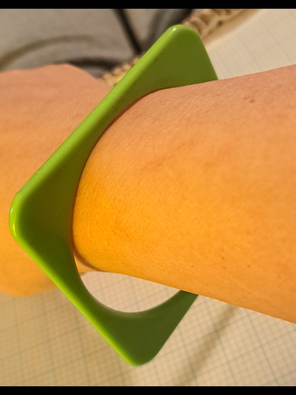 Vintage Bright Spring Lime Green Geometric Square Resin Bangle Bracelet